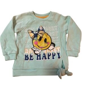 Kidgets Girls Mint Green Don't Worry Be Happy Smiley Face Sweatshirt 18M